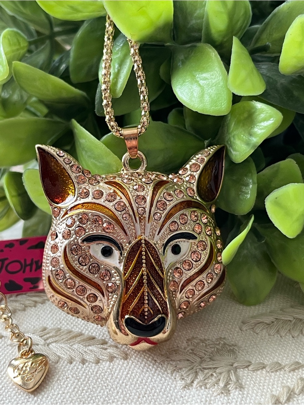 Betsey Johnson Gold-Tone Wolf Pendant Necklace ~New~
